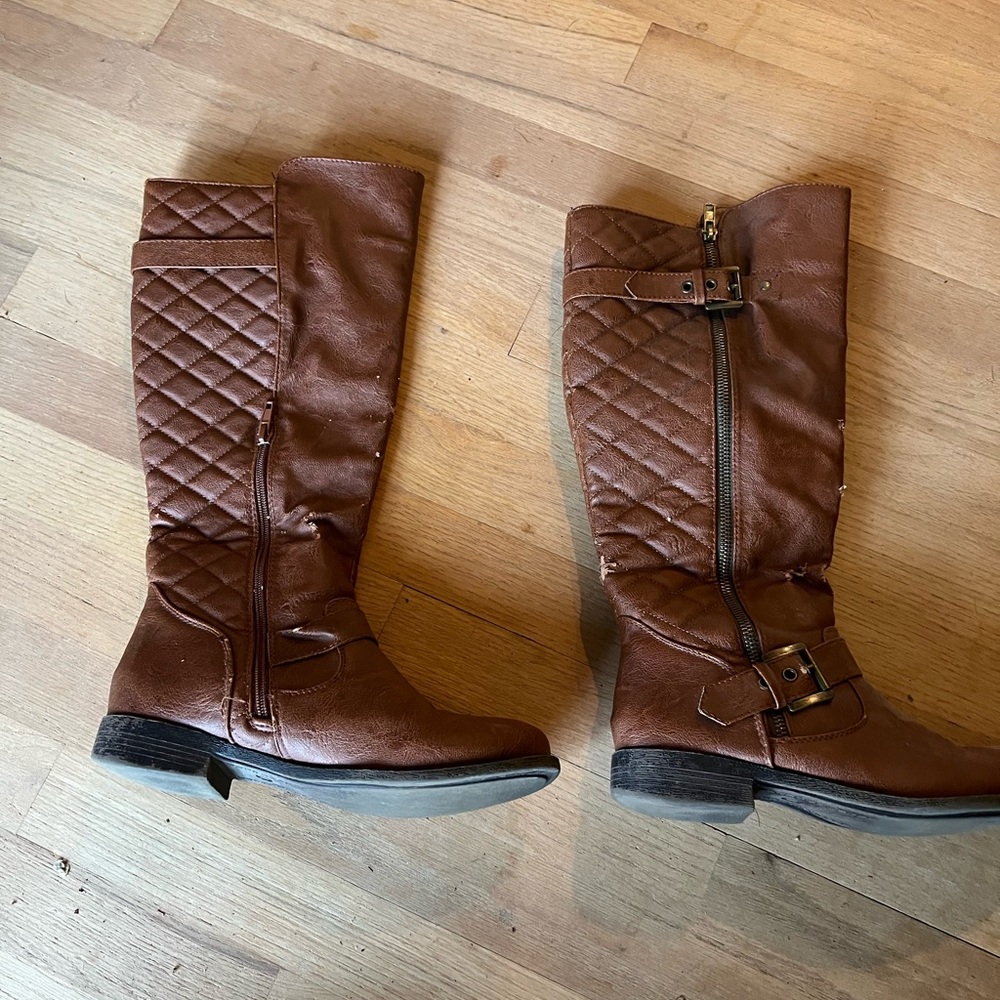 Charming Charlie Brown Quilted Moto Boots